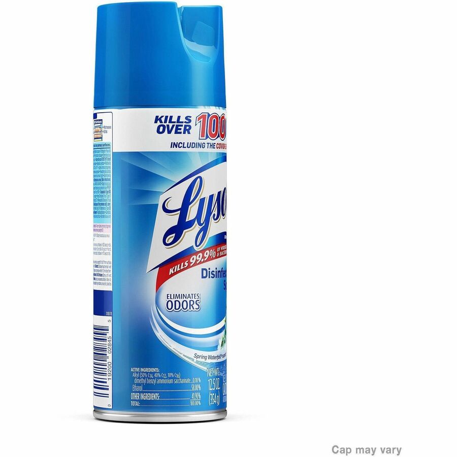 Lysol Disinfectant Spray - For Multipurpose, Multi Surface - Spray - 12.5 fl oz (0.4 quart) - Spring Waterfall Scent - Recommended For: Virus Remover, Bacteria Remover, Mold Remover, Mildew Remover, Odor Remover, Fungi Remover - Easy to Use - Clear - 1...