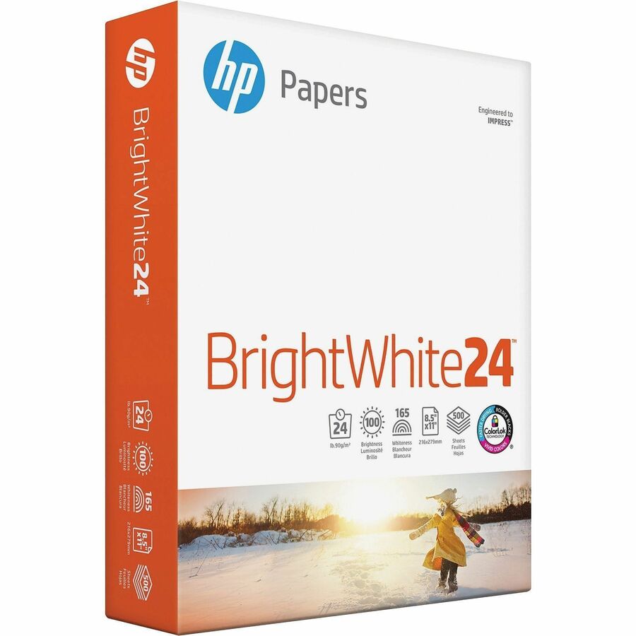 HP Premium Inkjet Paper - Letter - 8 1/2" x 11" - 24 lb Basis Weight - Quick Drying, Smear Resistant, ColorLok Technology - White - 500 Sheets per Ream - 5 / Carton