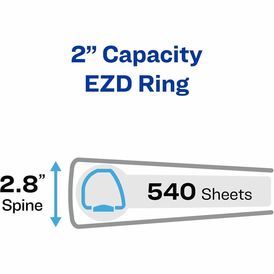 Avery&reg; One Touch Heavy-Duty View Binder - 2" Binder Capacity - 540 Sheet Capacity - 2 4/5" Spine Width - 2" Ring(s) - Fastener(s): D-Ring - Pocket(s): 4, Internal - Linen pattern - White - Recycled - Heavy Duty, One Touch Ring, Long Lasting, Tear R...