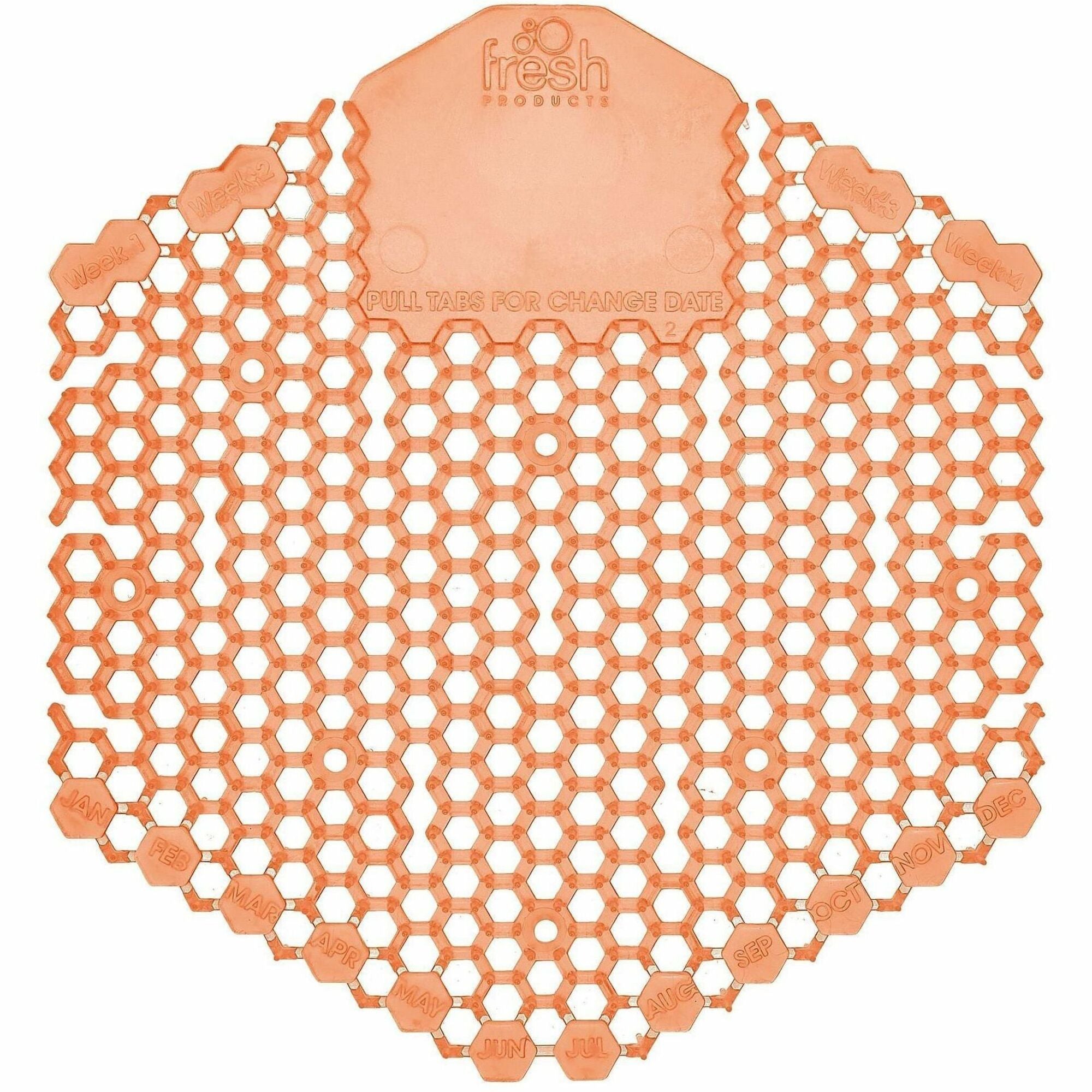 Fresh Products Wave 3D Urinal Screen - Lasts upto 30 Days - Odor Neutralizer, Dual Sided Design, Anti-splash - 6 / Carton - Orange