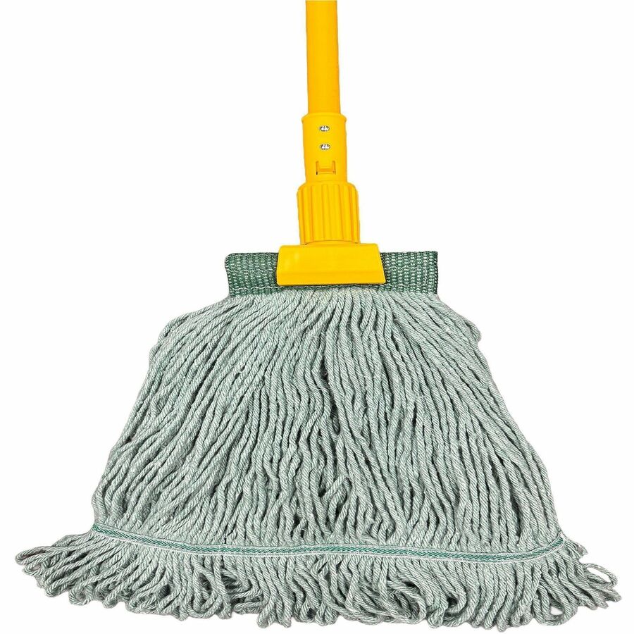 Genuine Joe 60" Jaw-Head Wet Mop Handle - 60" Length - Yellow - Metal - 1 Each
