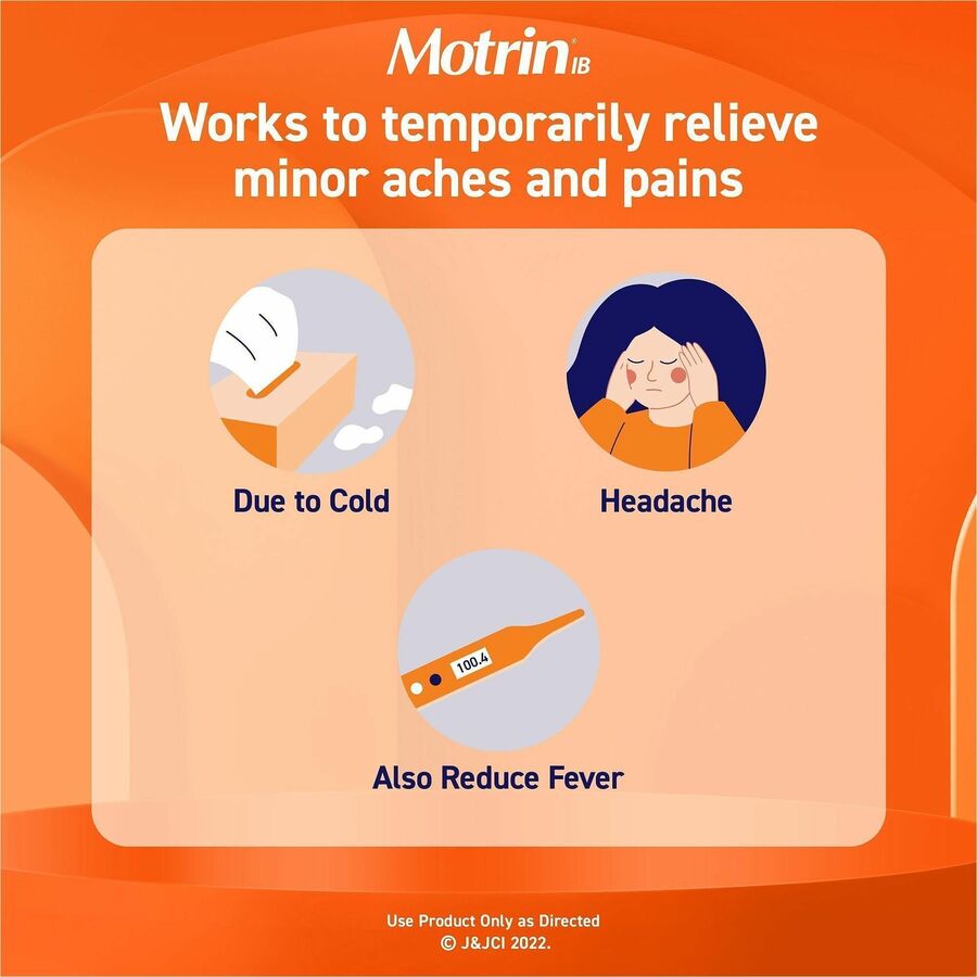 Motrin Ibuprofen Pain Reliever - For Headache, Pain, Fever, Common Cold, Muscular Pain, Arthritis, Toothache, Backache, Menstrual Cramp - 12 / Carton
