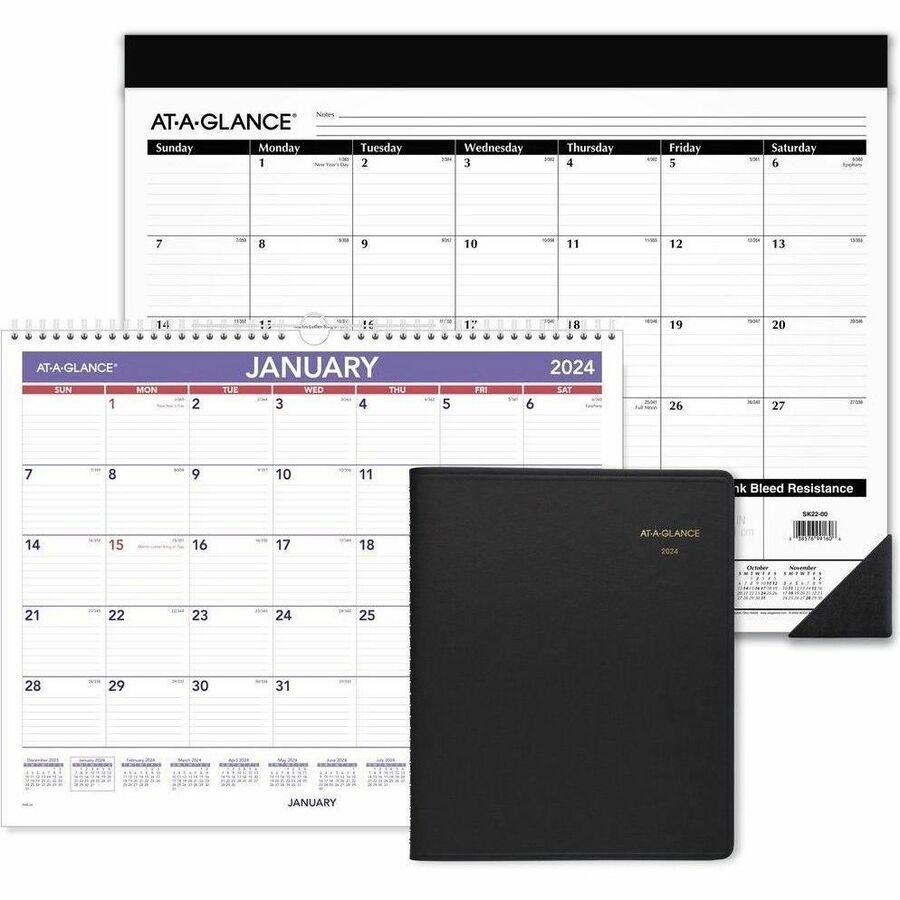 At-A-Glance Write-on/Wipe-off Laminated Monthly Wall Calendar - Medium - Julian Dates - Monthly - 12 Month - January 2026 to December 2026 - 1 Month Single Page Layout - 12" x 17" Sheet Size - White Sheet - 1.56" x 2.44" Block - Wire Bound - Blue, Whit...