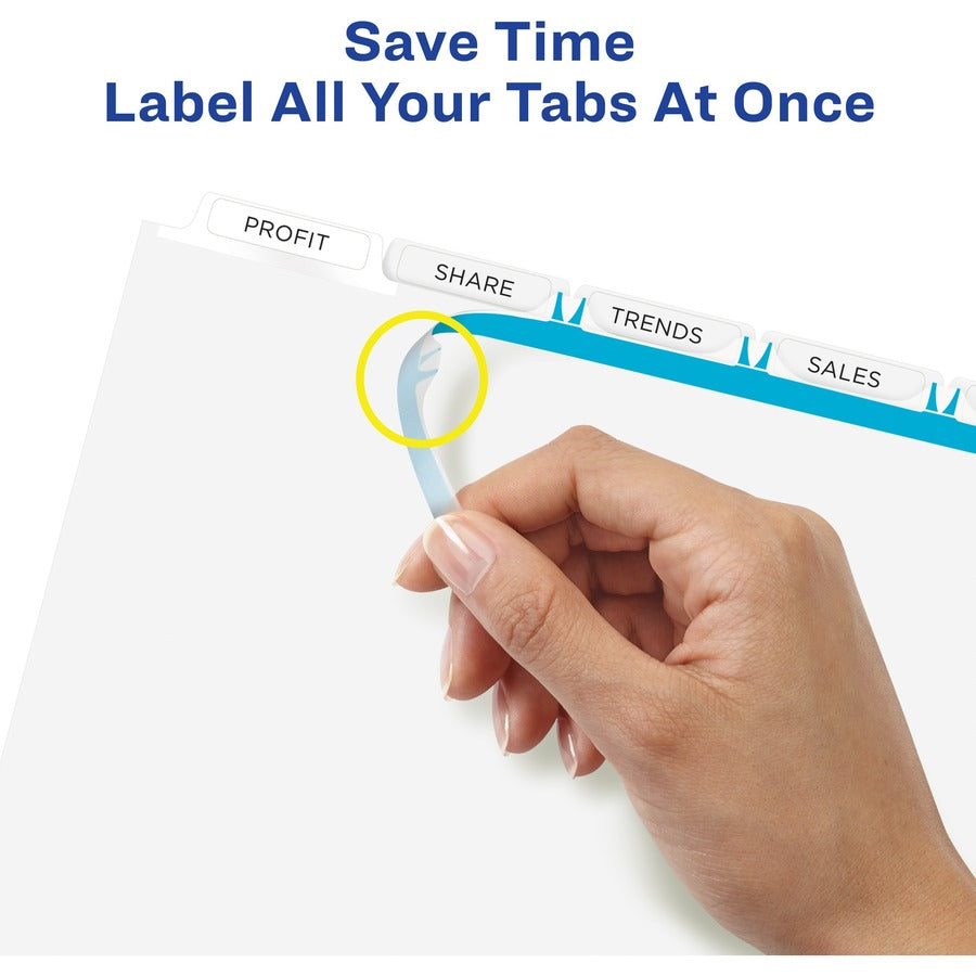 Avery&reg; Index Maker Index Divider - 5 x Divider(s) - 5 - 5 Tab(s)/Set - 9.3" Divider Width x 11.25" Divider Length - 3 Hole Punched - White Paper Divider - White Paper Tab(s) - Reinforced Tab, Hole-punched, Printable, Customizable, Durable, Extra Wi...