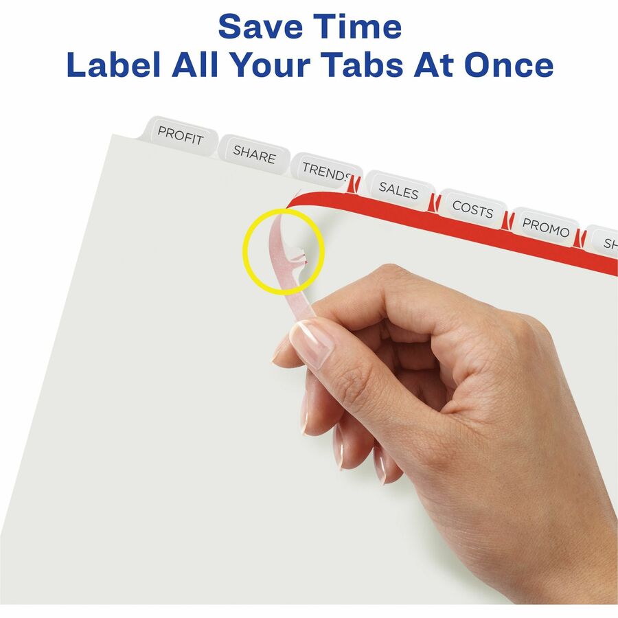 Avery&reg; Index Maker Index Divider - 8 x Divider(s) - Print-on Tab(s) - 8 - 8 Tab(s)/Set - 8.5" Divider Width x 11" Divider Length - 3 Hole Punched - Translucent Plastic Divider - Frosted Clear Plastic Tab(s) - Printable, Hole-punched, Reinforced Tab...