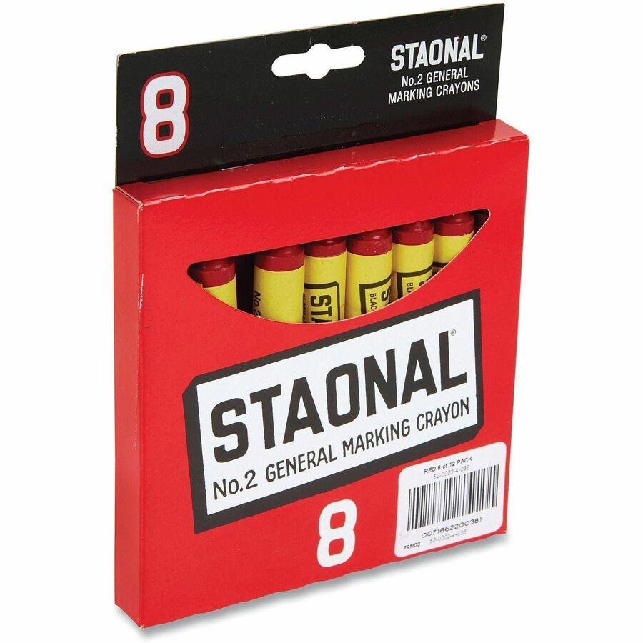 Crayola Staonal Marking Crayon - 5" Length x 0.6" Diameter - Red - 8 / Box