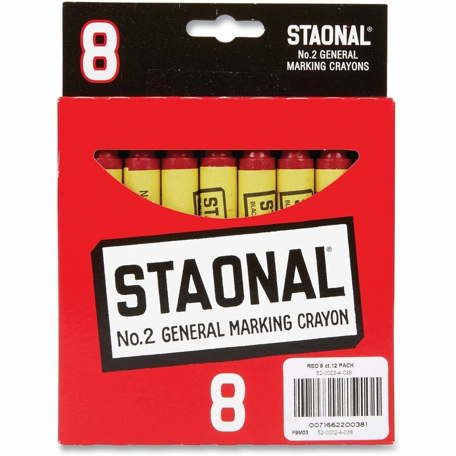 Crayola Staonal Marking Crayon - 5" Length x 0.6" Diameter - Red - 8 / Box