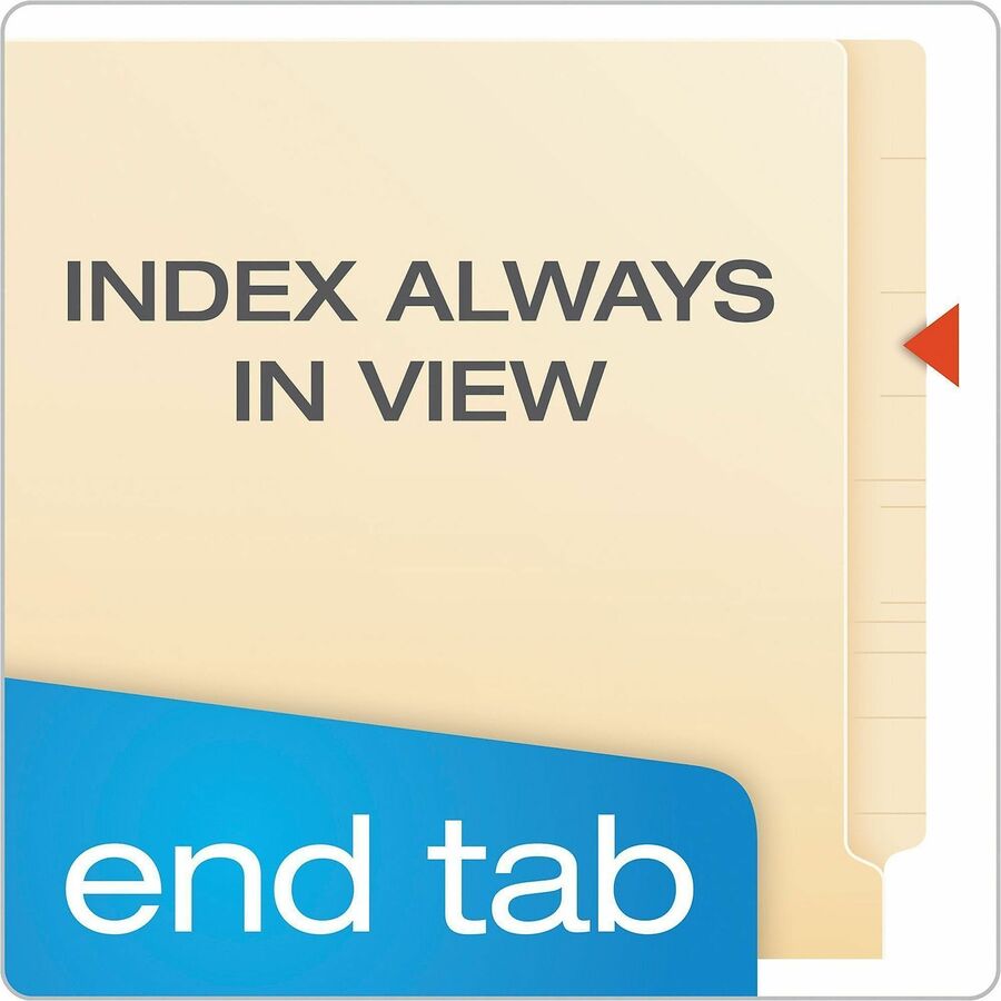 Pendaflex Letter Recycled End Tab File Folder - 8 1/2" x 11" - 3/4" Expansion - 2 Fastener(s) - 2" for Folder - 2 Plys - Manila - Laminated, Reinforced - 10% Recycled - 50 / Box