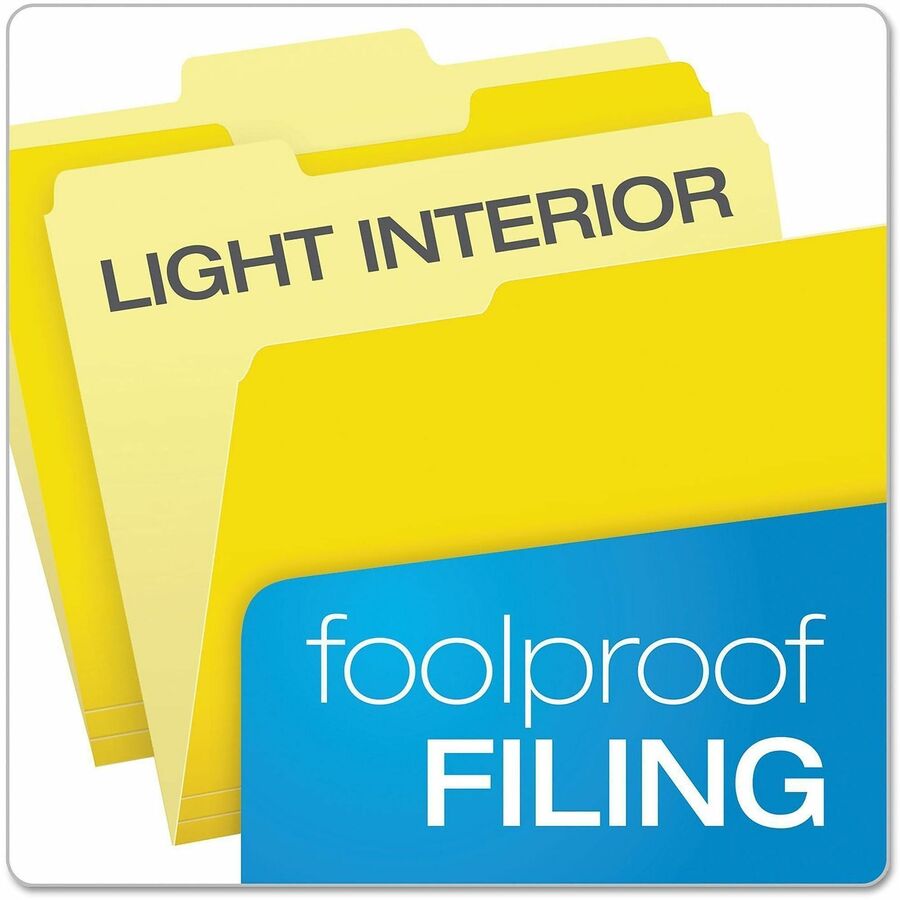 Pendaflex 1/3 Tab Cut Letter Top Tab File Folder - 8 1/2" x 11" - Top Tab Location - Assorted Tab Position - 11 pt. - 1 Plys - Yellow - Acid-free - 100 / Box