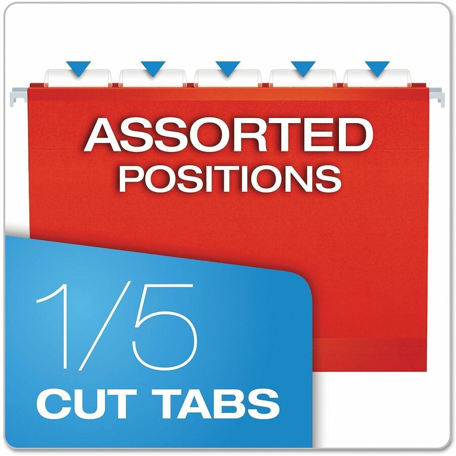 Pendaflex Letter Hanging Folder - 2" Folder Capacity - 8 1/2" x 11" - Folder - Pressboard - Red - Reinforced, Reinforced Gusset, Acid-free - 25 / Box