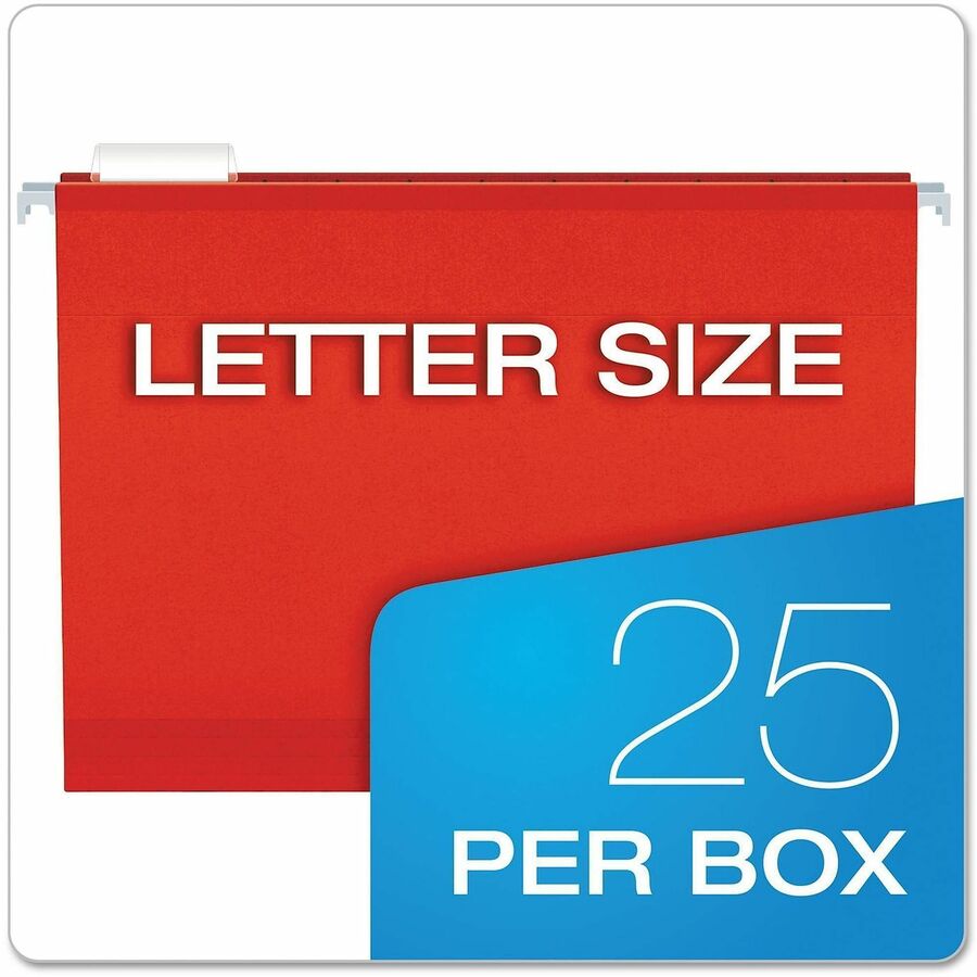 Pendaflex Letter Hanging Folder - 2" Folder Capacity - 8 1/2" x 11" - Folder - Pressboard - Red - Reinforced, Reinforced Gusset, Acid-free - 25 / Box