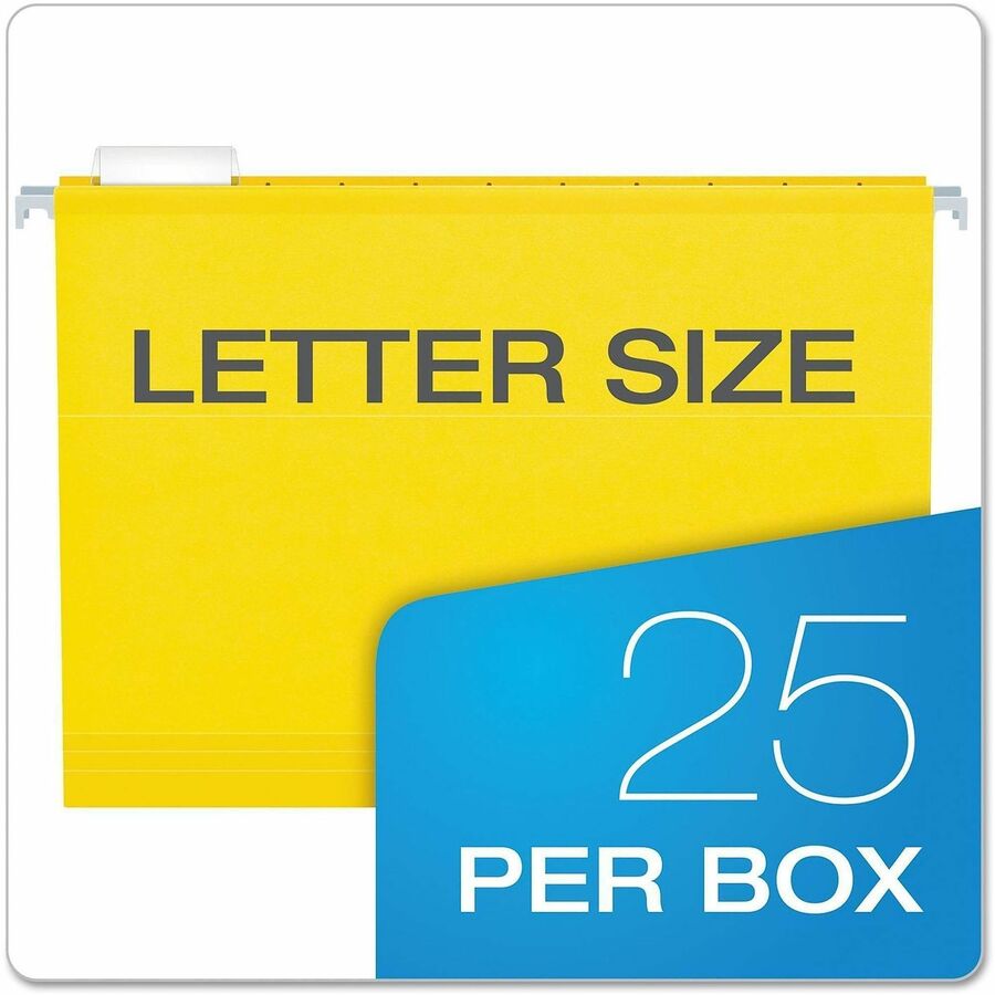 Pendaflex Letter Hanging Folder - 2" Folder Capacity - 8 1/2" x 11" - Folder - Pressboard - Yellow - Reinforced, Reinforced Gusset, Acid-free - 25 / Box