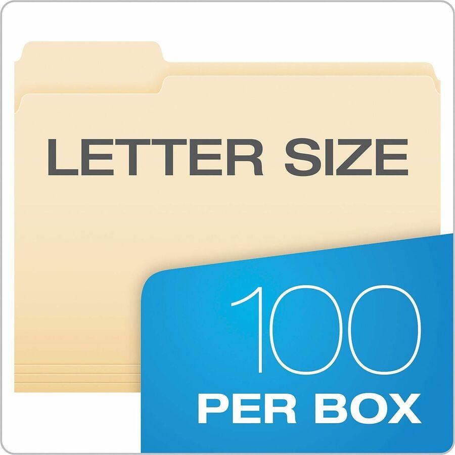Pendaflex Essentials 1/3 Tab Cut Letter Top Tab File Folder - 8 1/2" x 11" - 3/4" Expansion - 11 pt. - 1 Plys - Manila - Manila - Corner - 100 / Box