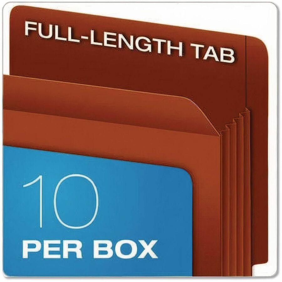 Pendaflex Straight Tab Cut Legal Recycled File Pocket - 8 1/2" x 14" - 1050 Sheets Capacity - 5 1/4" Expansion - End Tab Location - 17 pt. - Red - 1 Each
