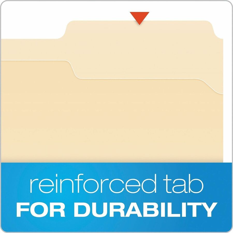 Pendaflex 1/3 Tab Cut Letter Top Tab File Folder - 8 1/2" x 11" - 1 Fastener(s) - 2" for Folder - Top Tab Location - Assorted Tab Position - 11 pt. - Manila - Manila - Reinforced Tab, Heavyweight Cover, Embossed, Durable - 50 / Box