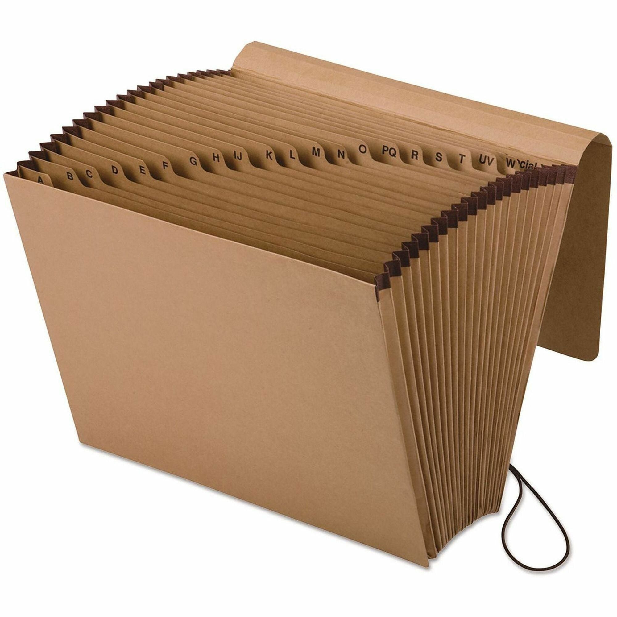 Pendaflex Essentials Letter Recycled Expanding File - 8 1/2" x 11" - 7/8" Expansion - 21 Pocket(s) - Kraft, Tyvek - Brown - Reinforced Gusset, Elastic Closure - 10% Recycled - 1 Each