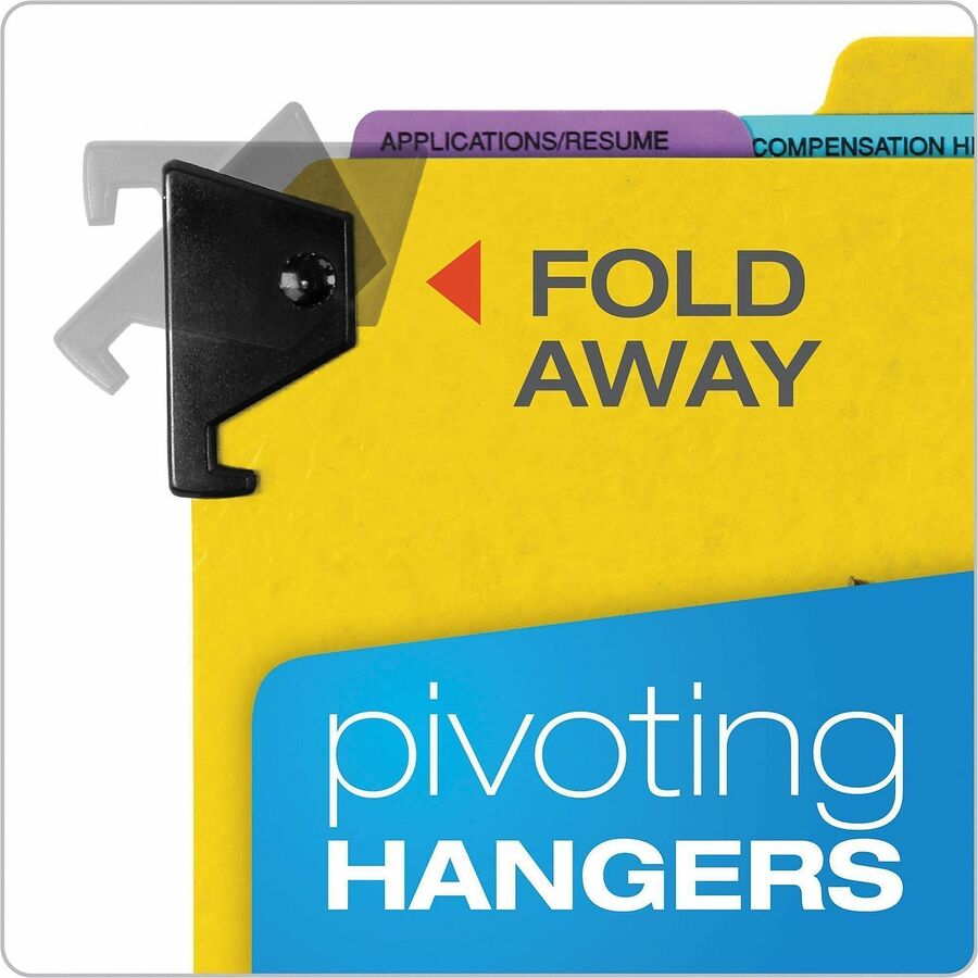 Pendaflex 1/3 Tab Cut Hanging Folder - 9 1/2" x 11 3/4" - 2" Expansion - 1" for Folder - 5 Divider(s) - 20 pt. - Pressguard - Yellow - Tab Divider, Moisture Resistant, Reinforced Gusset, Rip Resistant - 1 Each