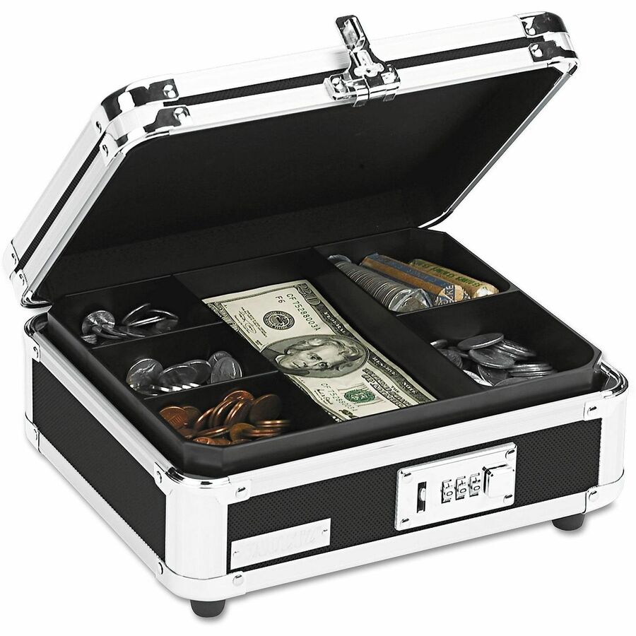 Vaultz Locking Cash Box - Plastic - Chrome