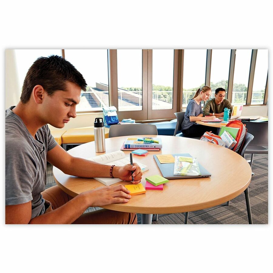 Post-it&reg; Super Sticky Lined Notes - Energy Boost Color Collection - 180 - 5" Flag/Note Width x 8" Flag/Note Length - Rectangle - 45 Sheets per Pad - Ruled - Vital Orange, Tropical Pink, Blue Paradise, Limeade - Paper - Self-adhesive - 4 / Pack