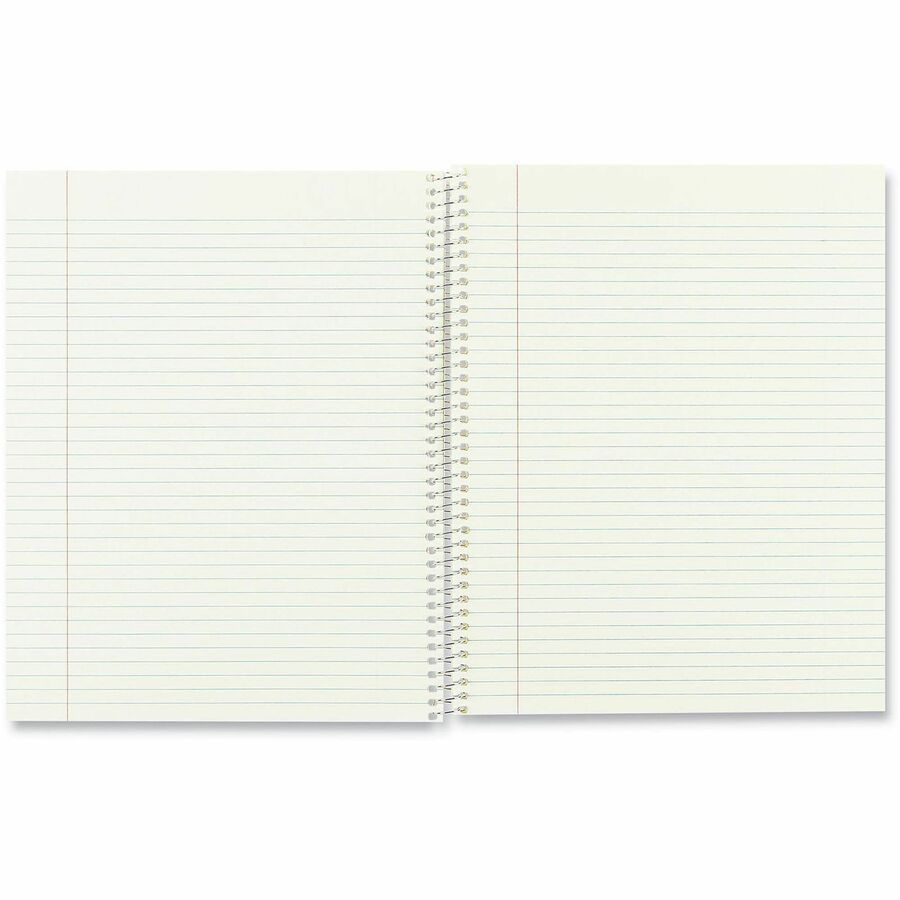 Rediform One-Subject Narrow Ruled Notebook - 80 Sheets - Coilock - Ruled Red Margin - 16 lb Basis Weight - 8" x 10" Sheet Size - Green Paper - Brown Board Cover - Micro Perforated, Subject, Punched - 1 Each