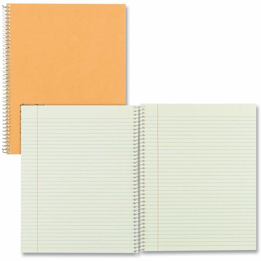 Rediform One-Subject Narrow Ruled Notebook - 80 Sheets - Coilock - Ruled Red Margin - 16 lb Basis Weight - 8" x 10" Sheet Size - Green Paper - Brown Board Cover - Micro Perforated, Subject, Punched - 1 Each