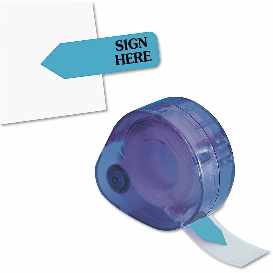 Redi-Tag Arrow Message Tag - 1 7/8" Flag/Note Width x 9/16" Flag/Note Length - Arrow - SIGN HERE - Blue - Removable, Self-adhesive - Dispenser Included - 120 / Pack