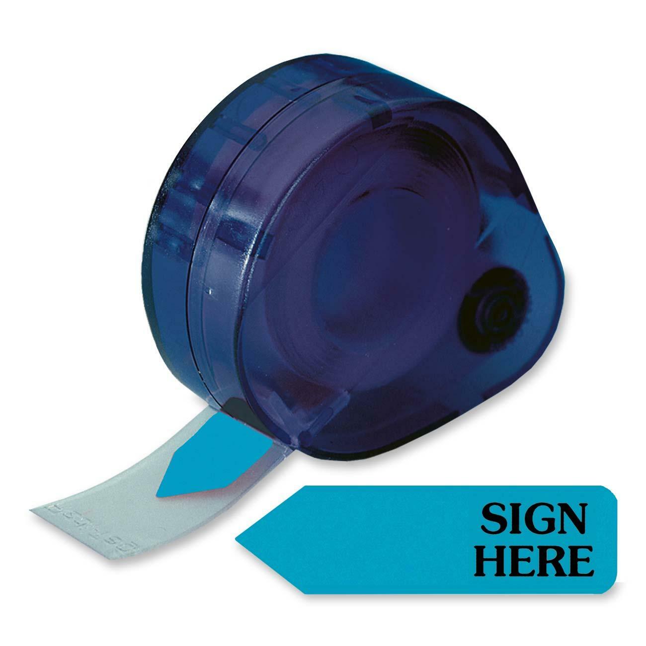 Redi-Tag Arrow Message Tag - 1 7/8" Flag/Note Width x 9/16" Flag/Note Length - Arrow - SIGN HERE - Blue - Removable, Self-adhesive - Dispenser Included - 120 / Pack