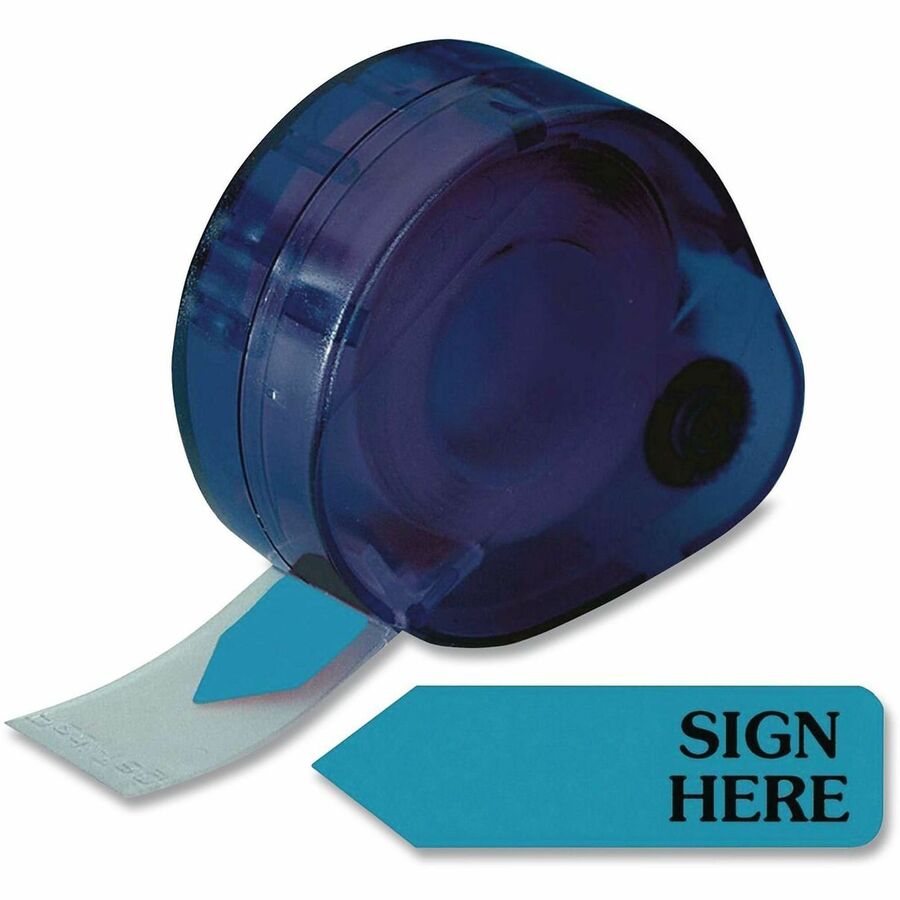 Redi-Tag Arrow Message Tag - 1 7/8" Flag/Note Width x 9/16" Flag/Note Length - Arrow - SIGN HERE - Blue - Removable, Self-adhesive - Dispenser Included - 120 / Pack