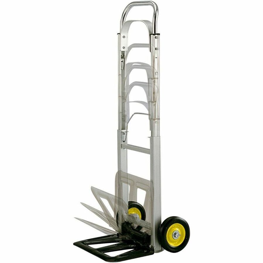 Safco Hideaway Compact Hand Truck - Folding Handle - 250 lb Load Capacity - 2 Casters - 6" Caster Size - Steel, Rubber - 15.50" Width x 16.50" Depth x 43.50" Height - Aluminum Frame - Silver - 1 Each