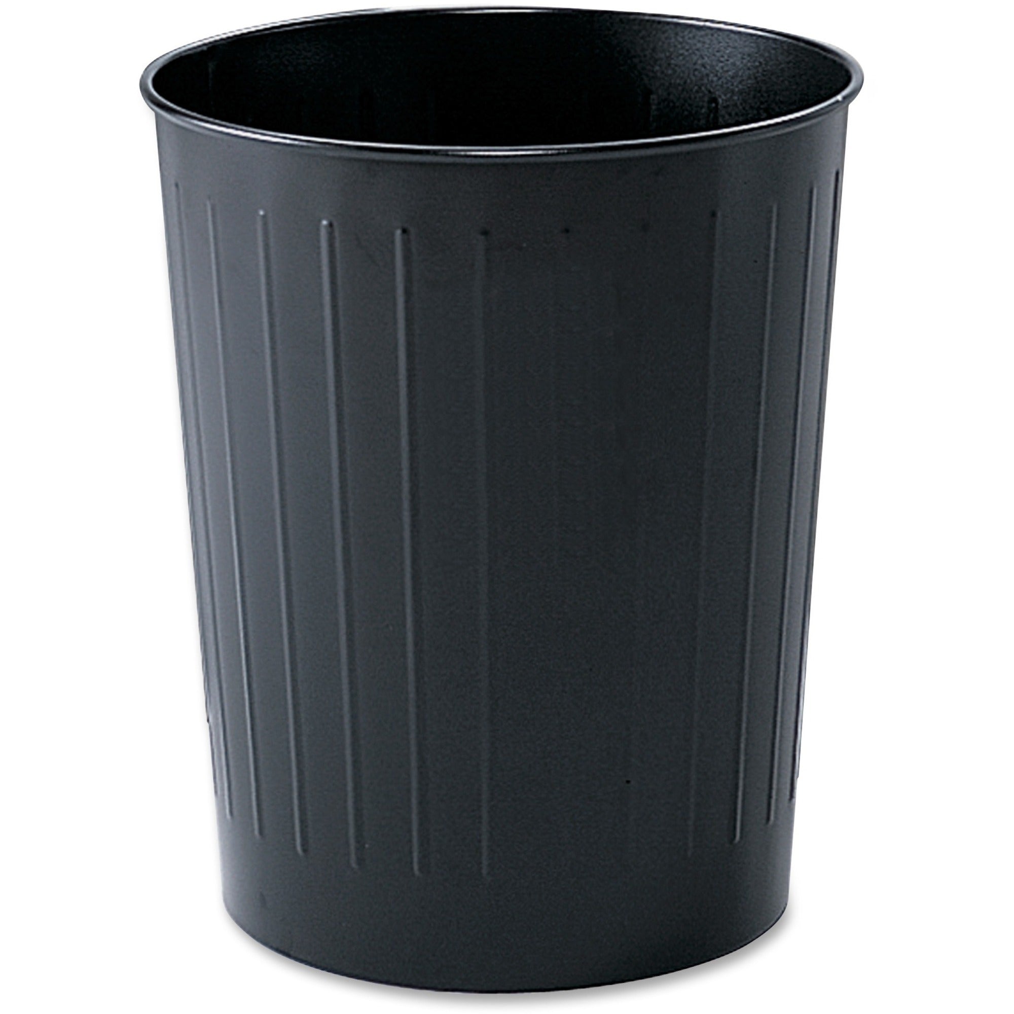 Safco Fire-safe Steel Round Wastebasket - 6 gal Capacity - Round - 13" Opening Diameter - 14" Height - Steel - Black - 1 Each