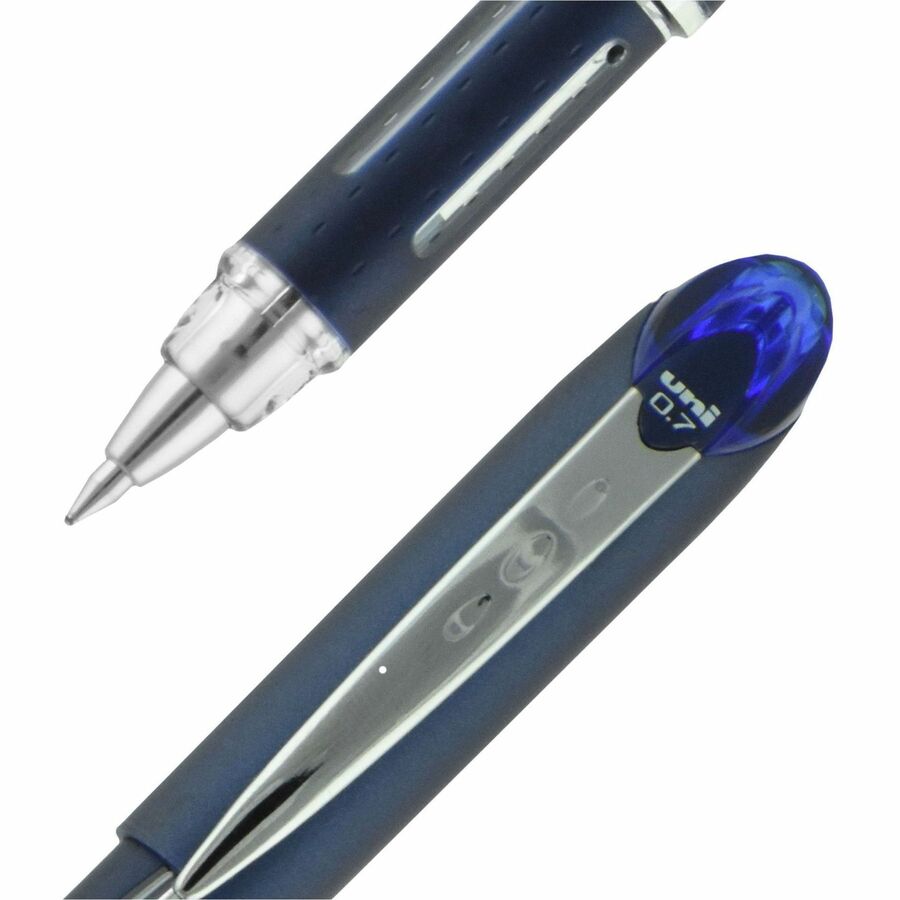 uniball™ Jetstream Ballpoint Pen - 0.7 mm Fine Pen Point - Blue Ink - Pigment-based - Blue Stainless Steel Barrel - 1 Each