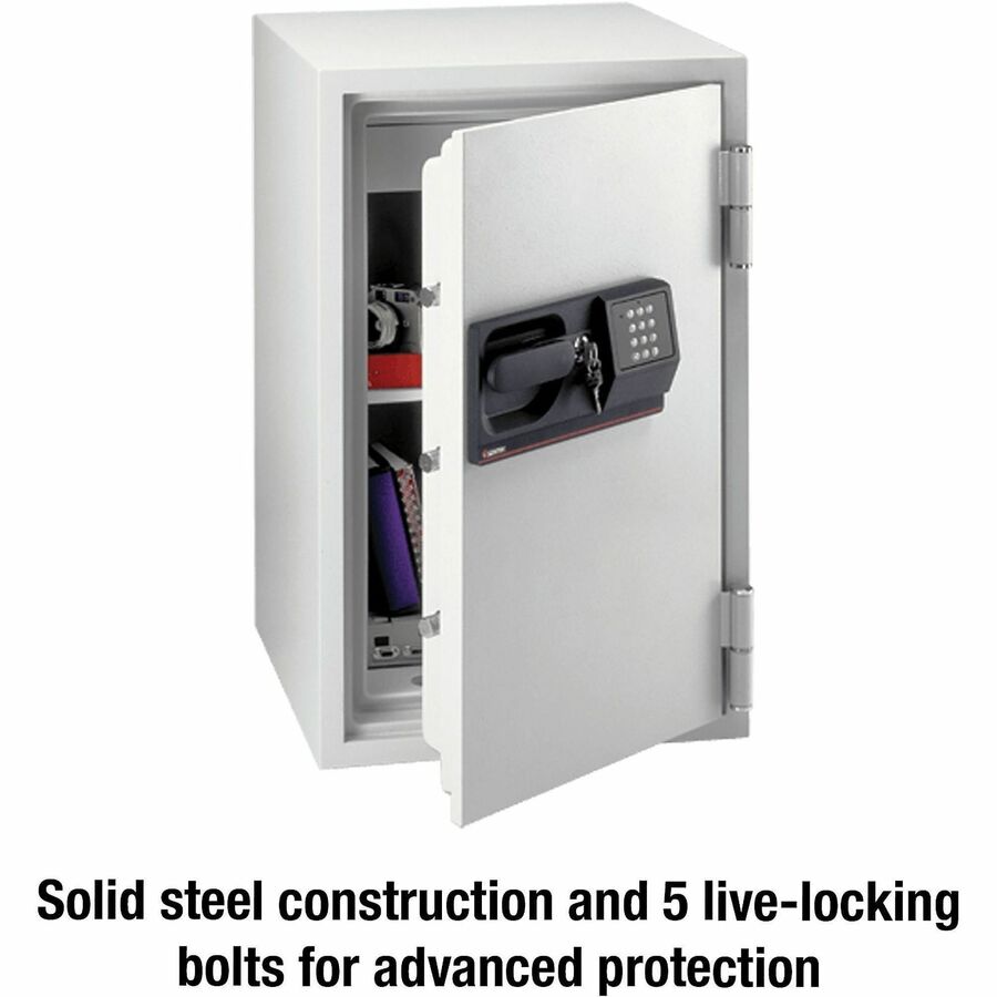 Sentry Safe 3 Cubic Foot Fire Safe - 3 ft� - Electronic, Tubular Key Lock - 3 Dead Bolt(s) - 5 Live-locking Bolt(s) - Fire Resistant - Internal Size 26.61" Height x 15" Width x 12.99" Depth - Overall Size 34.5" Height x 20.5" Width x 22" Depth - Light ...
