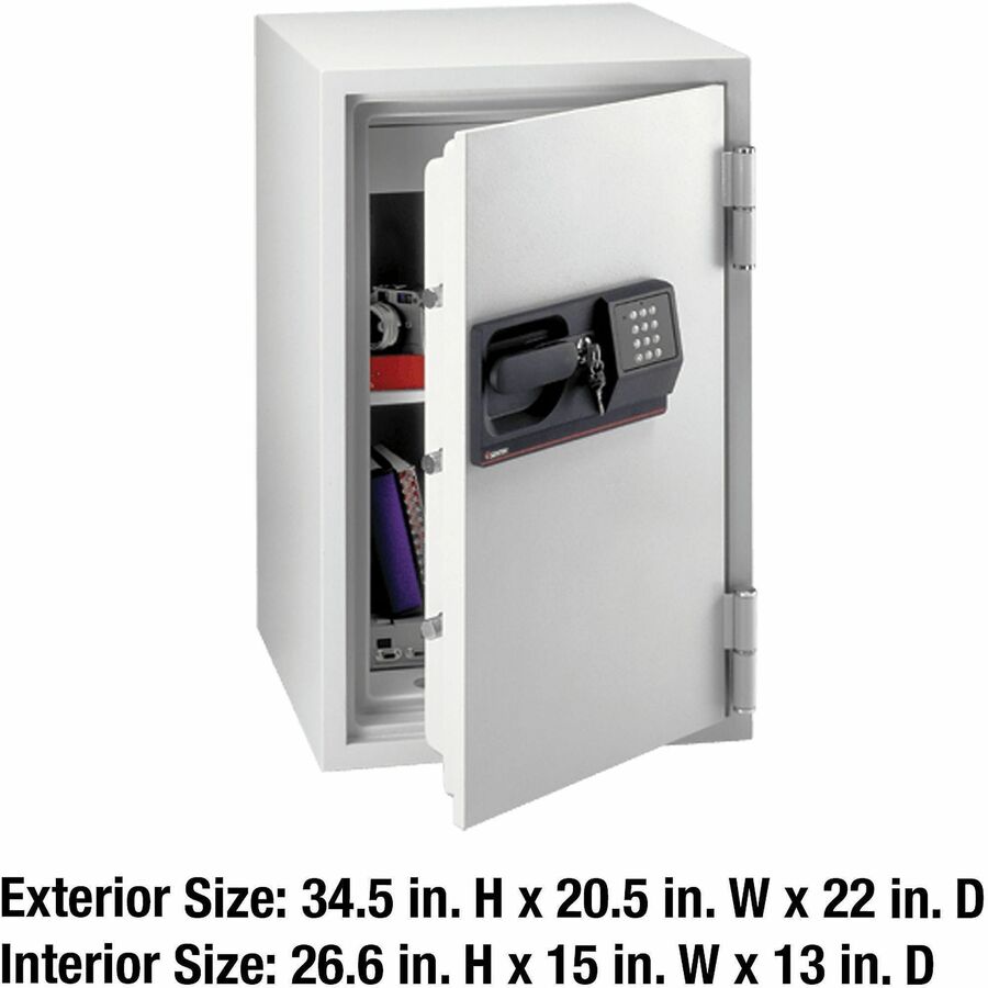 Sentry Safe 3 Cubic Foot Fire Safe - 3 ft� - Electronic, Tubular Key Lock - 3 Dead Bolt(s) - 5 Live-locking Bolt(s) - Fire Resistant - Internal Size 26.61" Height x 15" Width x 12.99" Depth - Overall Size 34.5" Height x 20.5" Width x 22" Depth - Light ...