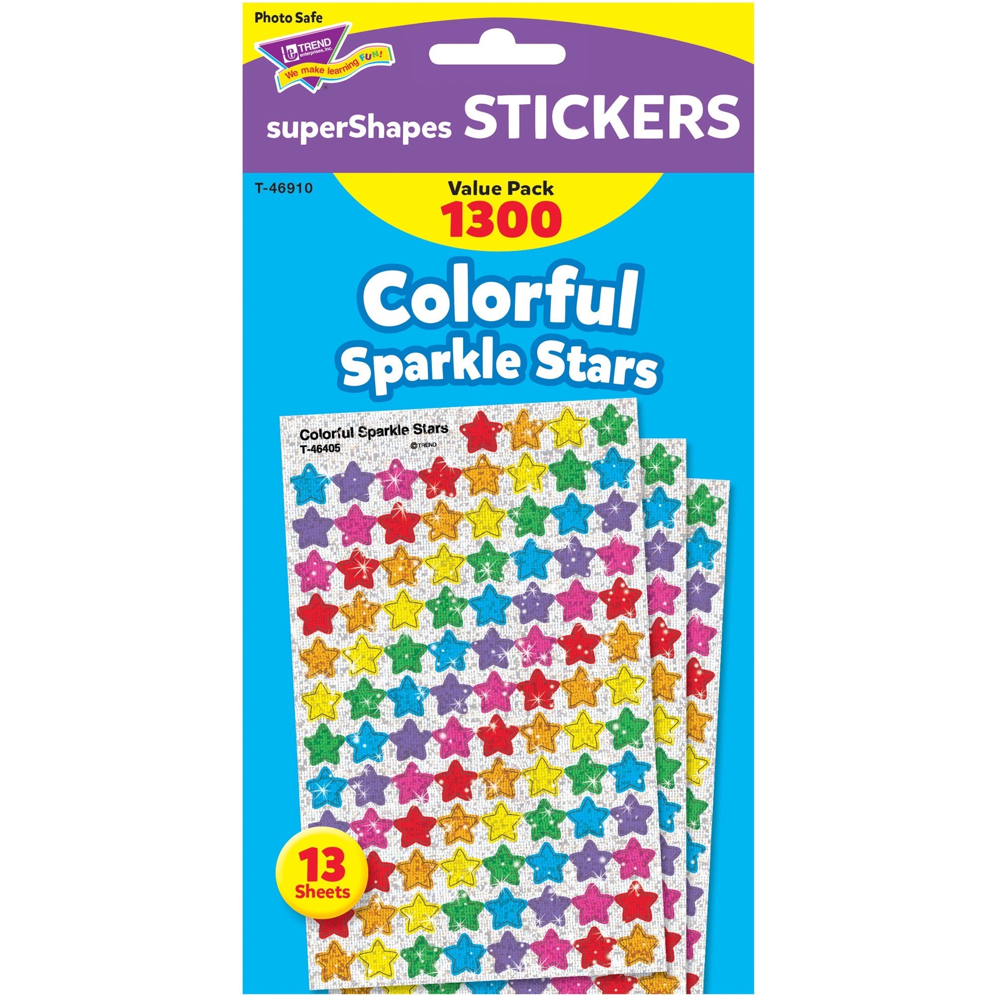 Trend Sparkle Variety Pack Star Stickers - 1300 x Star Shape - Self-adhesive - Acid-free, Non-toxic, Photo-safe - Assorted - Paper - 1300 / Pack