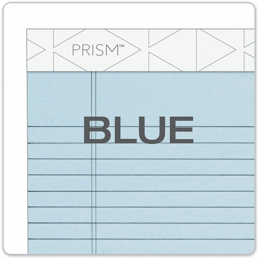 TOPS Prism Plus Colored Paper Pad - Jr.Legal - 50 Sheets - 0.28" Ruled - 16 lb Basis Weight - Jr.Legal - 5" x 8" Sheet Size - Blue Paper - Hard Cover, Perforated, Rigid, Easy Tear - 12 / Pack