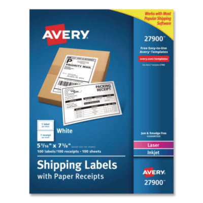 Avery® Shipping Labels with Paper Receipt Bulk Pack