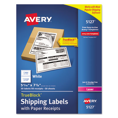 Avery® Shipping Labels with Paper Receipt & TrueBlock® Technology