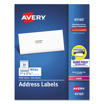 Avery® White Address Labels with Sure Feed® Technology for Laser Printers