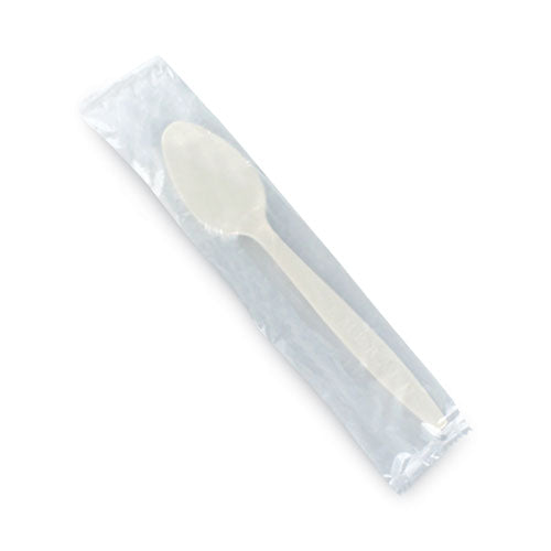 Individually Wrapped Heavyweight Pla Spoons, Plastic, Beige, 500/carton