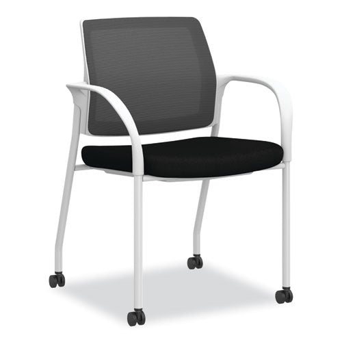 Ignition Series Mesh Back Mobile Stacking Chair, Fabric Seat, 25 X 21.75 X 33.5, Black/white