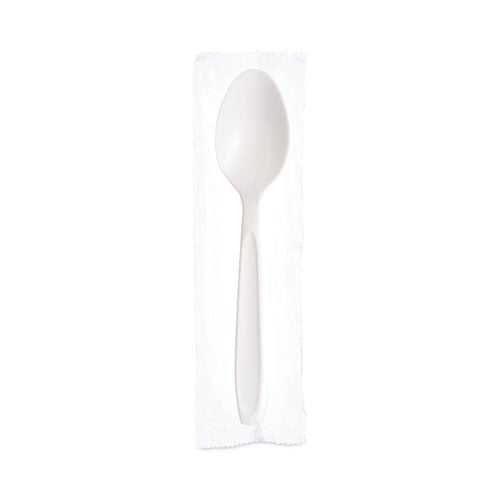 Reliance Mediumweight Cutlery, Individually Wrapped, Spoon, Plastic, White, 1,000/carton